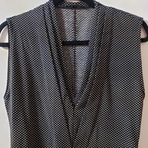 Zara sleeveless, midi black/white polka dot dress